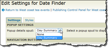 Date Finder popup setting