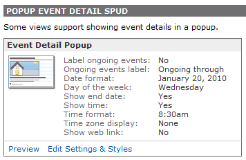 Calendar Spuds tab, Event Detail Popup Spud