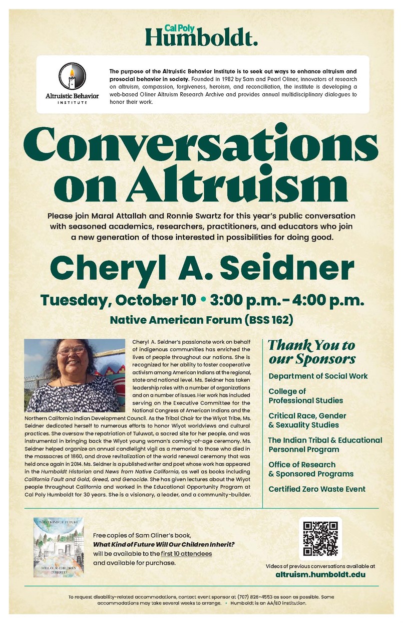 Conversation on Altruism 2023-24, Tuesday, October 10, 2023, 3