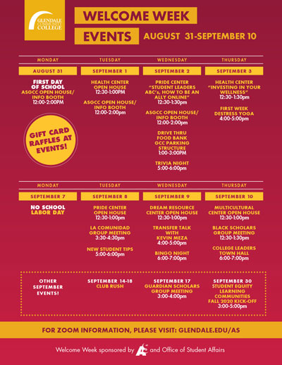 New Student Tips, Tuesday, September 8, 2020, 5 - 6pm - GCC Calendar |  Glendale Community College